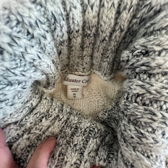 ColdWater Creek Patchwork Turtle Neck Chunky Open Knit Sweater SZ XL 16. Cozy - Picture 5 of 11